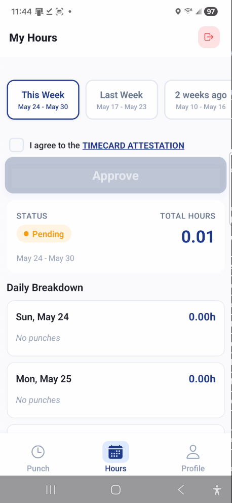 Hours Approval Step 1